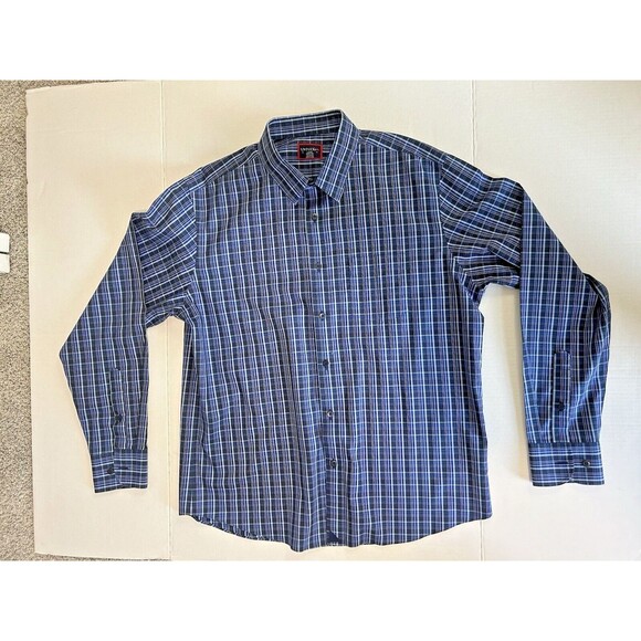 UNTUCKit Men's Large Long Sleeve Button Up Shirt LOT OF 2 Blue Green Plaid - Picture 2 of 9